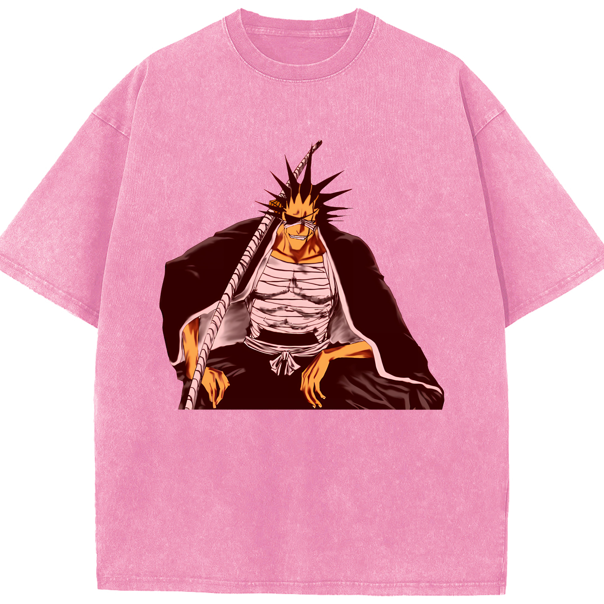 （画像用） ブリーチ ざらき けんぱち BLEACH Zaraki Kenpachi 綿100% ヴィンテージ風 半袖Tシャツ（フロントプリント）